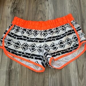 Hurley Women's Geometric Print Swim BoardShorts Neon Details Surfing White Large